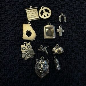 JAMES AVERY Sterling 11 Silver Charms | Christian, Georgia, Lion, Owl,